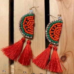 Beaded Watermelon Earrings